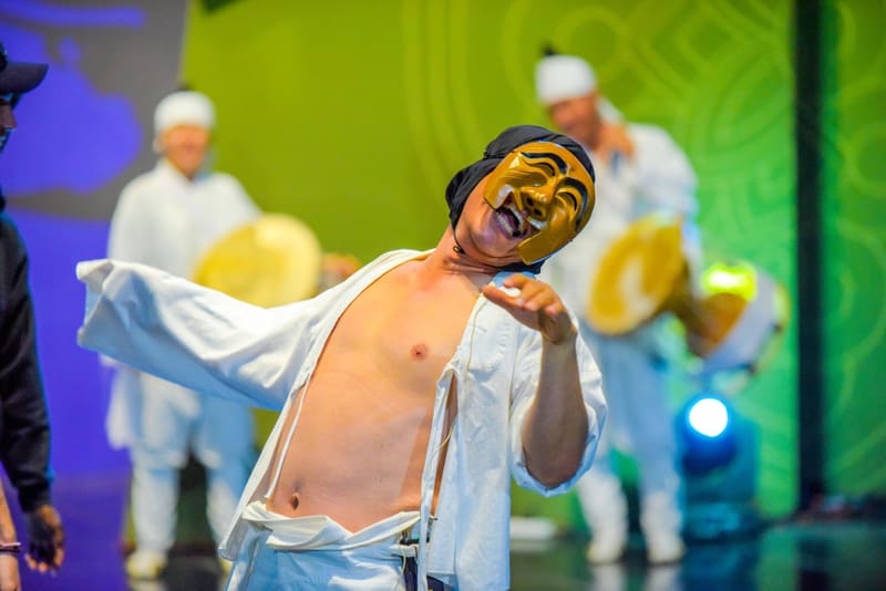 Masked dancers performing the Hahoe Byeolsingut Talnori at the 2018 Andong Maskdance Festival