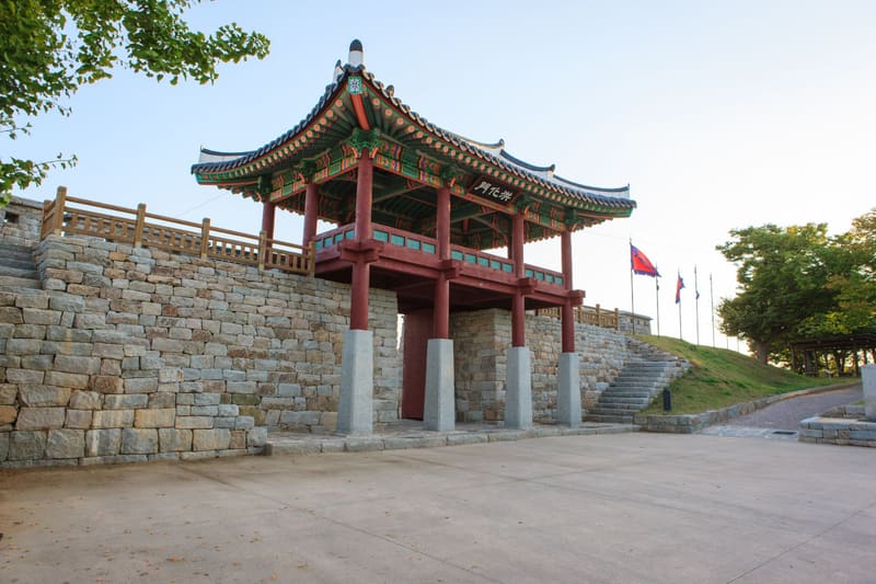 A gate of Hongjueupseong, the old walled town in Hongseong where the festival is held