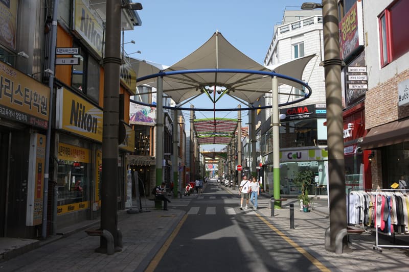 Jeonju's Film Street under its sail canopies, the festival's main hub