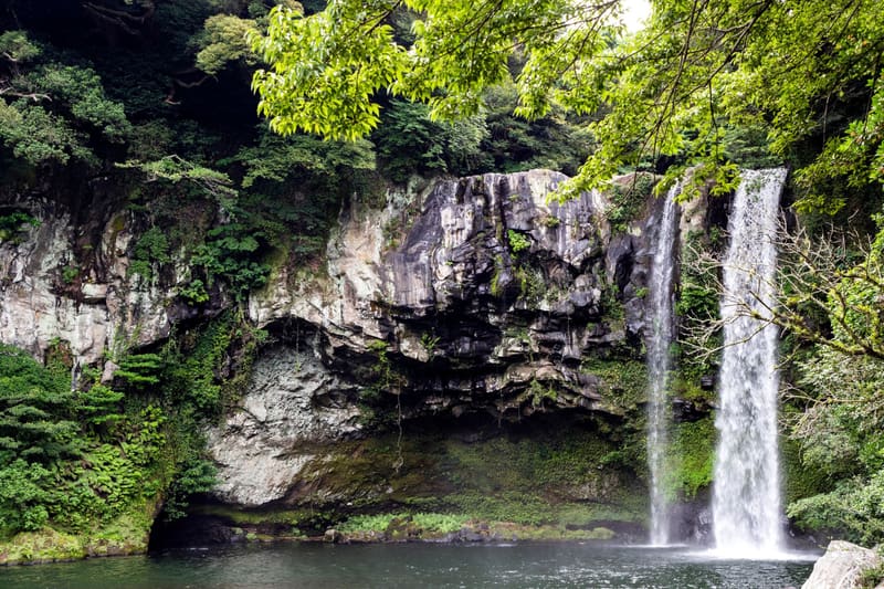 Cheonjiyeon Falls in Seogwipo, beside the festival's main site