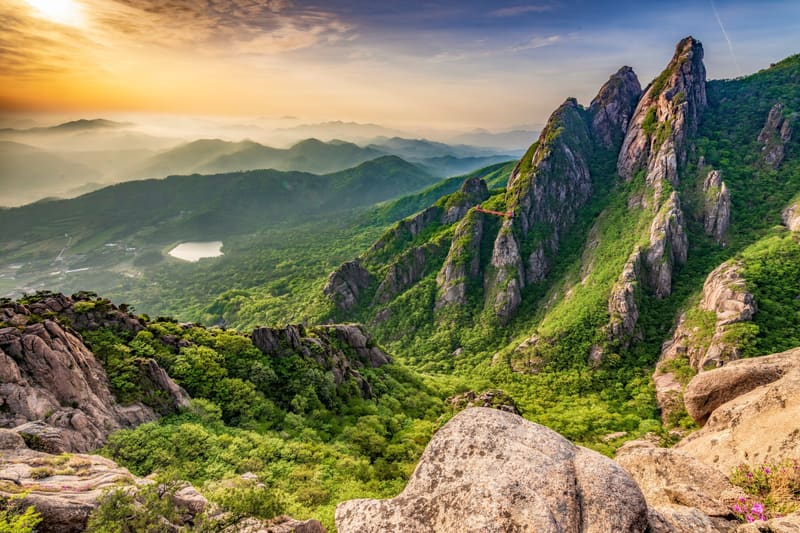 The granite ridges of Wolchulsan National Park in Yeongam, the mountain at whose foot the festival is held